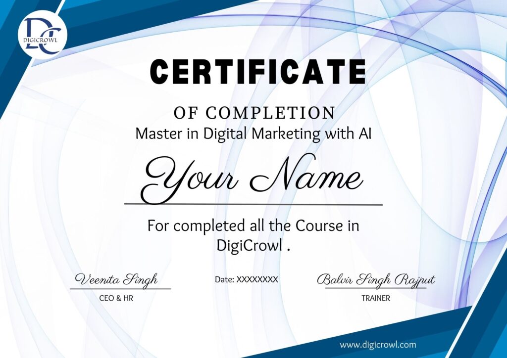 DigiCrowl Certificate Sample